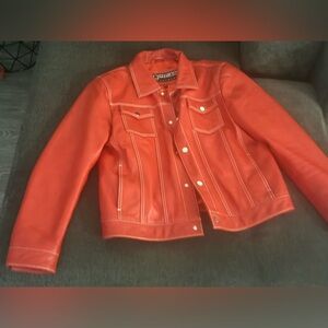 Leather Closet Jacket,Size XL,Red